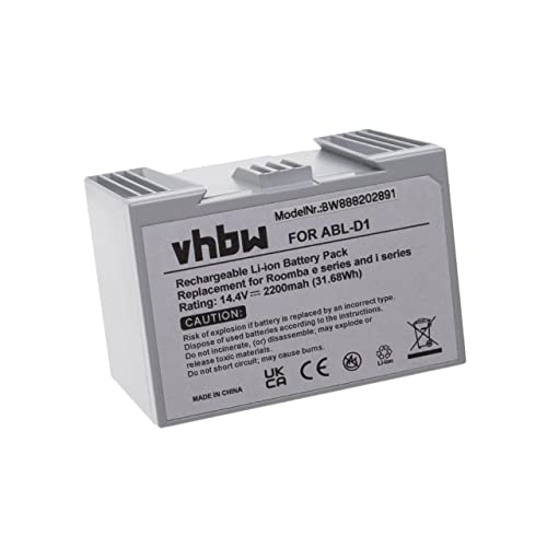 vhbw Batería Recargable Compatible con iRobot Roomba 5150, 7150, 7550, E5, e5150, e515020, e5152 aspiradora, Robot Limpieza (2200 mAh, 14,4 V, Li-Ion)
