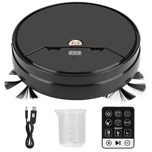 Robot Aspirador 3 en 1, Robot Aspirador Y Fregona, Barrer, Succionar Y Fregar, Aspirador Robótico Robot Aspirador de Barrido Ultrafino Limpiador de Mopa de Suelo para Pelo de Mascotas, Suelo(Negro)