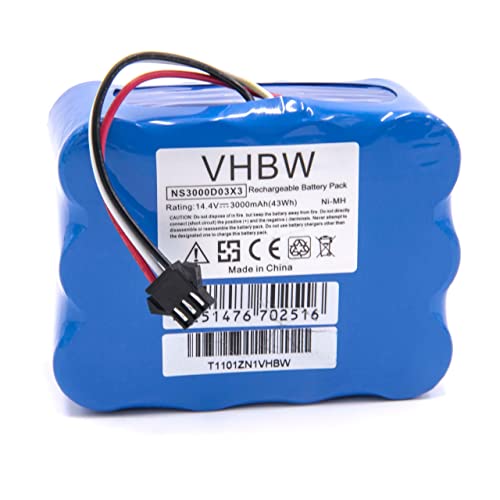 vhbw Batería Compatible con H.Koenig SWR22 Robot Limpieza Azul (3000 mAh, 14,4 V, NiMH)