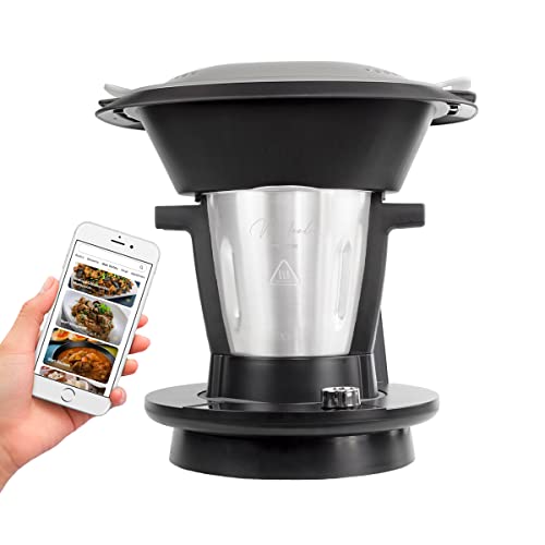 PRIXTON Robot de Cocina Multifunción My Foodie WiFi Pantalla táctil APP móvil con Recetario 1000 W 10 Velocidades Vaporera Doble