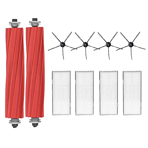 QiNu Accesorios para Xiaomi Roborock S7, Recambio para Robot Aspirador S7, 2 Cepillo Principal, 4 Cepillo Lateral, 4 Filtro HEPA para Xiaomi Roborock S7 S70 S75 S7Max S7Maxv T7s