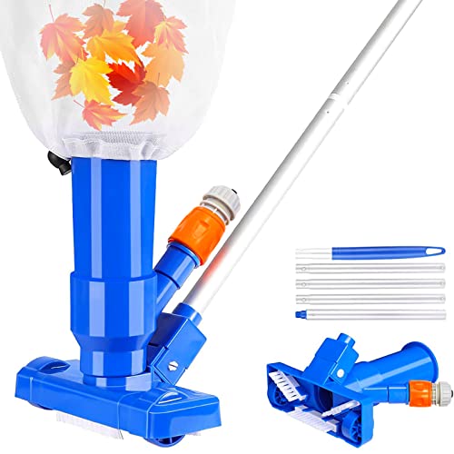 Limpiafondos Piscina, Aspiradora de Piscina con Cepillo y Barras de Piscina Engrosadas, Aspiradora de Mano para Piscina, Aspiradora Portátil para Piscina, Spa, Estanque, Jacuzzi, Fuente