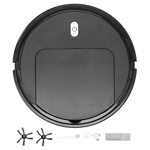 Robot Aspirador automático, autodetecta escaleras, alergias al Cabello de Mascotas, Limpieza del hogar amigable para alfombras, Pisos de Madera Dura(Negro)