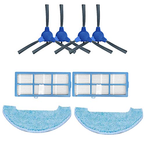 ZRF Kit de repuesto 4 cepillos laterales, 2 filtros Hepa, 2 barridos trapeadores, para Bagotte BG600 BG700 BG800 robótica aspiradora Accesorios