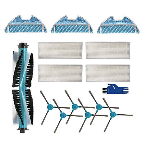 Andifany Accesorio para Cecotec Conga 1490 Robot Aspirador Repuestos Paquete de 1 Cepillo Principal, 4 Filtros Hepa, 6 Cepillos Laterales, 3 Mop