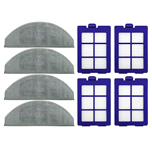 YTT Piezas de repuesto para Eufy Robovac X8 Series híbrido robot Partes de aspirador Accesorios 4 x trapos de fregona 4 x filtro Hepa